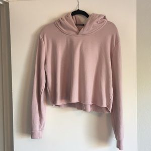 Brandy Melville Light Pink Cropped Hoodie - O/S